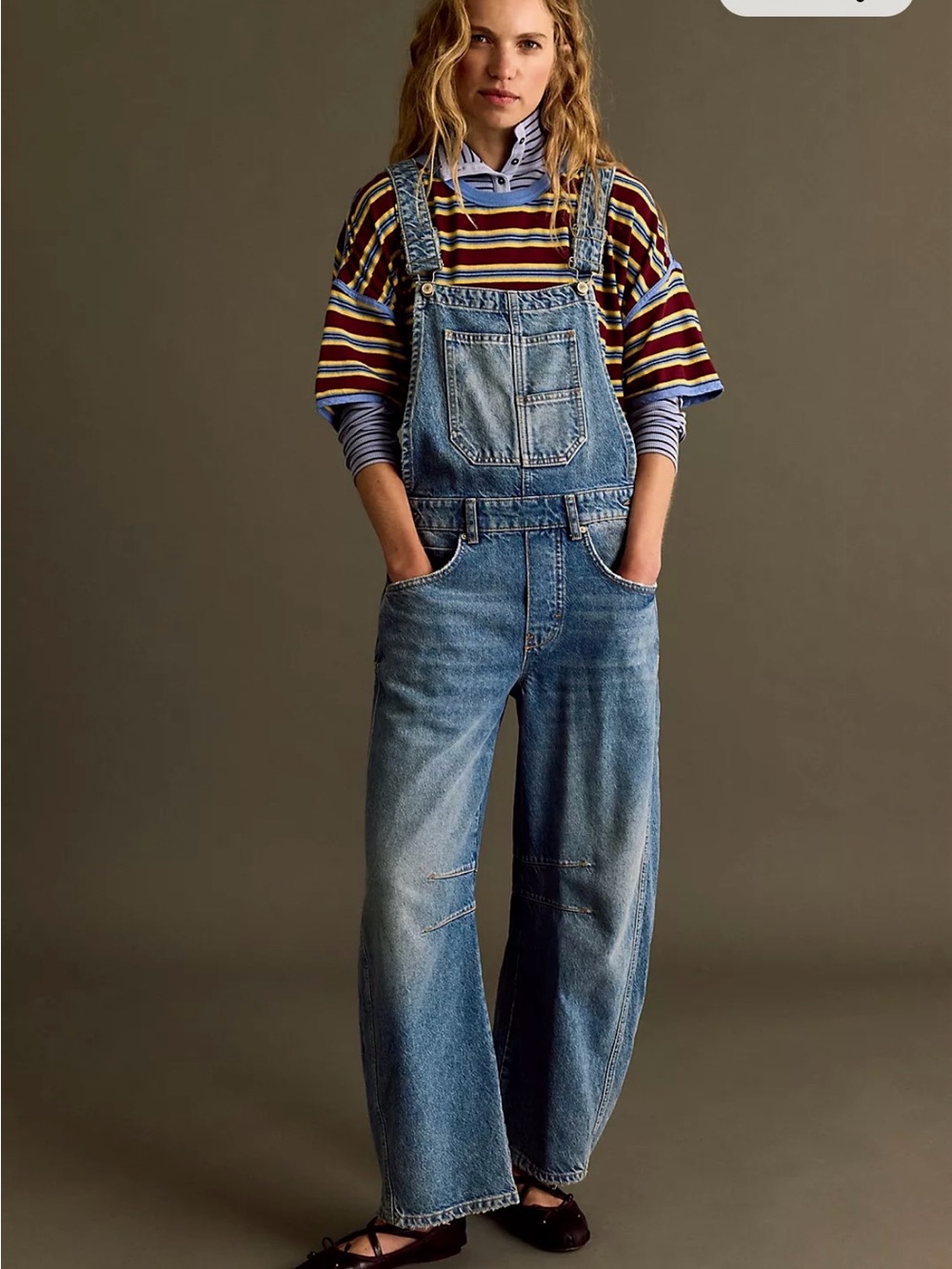 Free People Barrel Denim Overalls size S